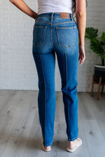 Campbell High Rise Center Seam Detail Straight Jeans