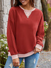 Lovelet Contrast Round Neck Long Sleeve Sweatshirt