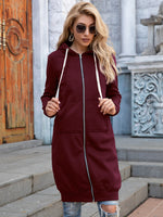 Ivy Lane Zip-Up Longline Hoodie with Pockets