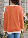 Lovelet Contrast Round Neck Long Sleeve Sweatshirt