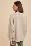 Annie Wear Half Button Ribbed Hem Sweater