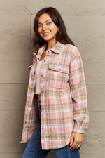 Ninexis Full Size Plaid Collared Neck Button-Down Long Sleeve Jacket