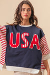 BiBi USA Letter Patchwork Contrast Short Sleeve T-Shirt