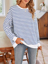 Lovelet Striped Round Neck Long Sleeve Sweatshirt