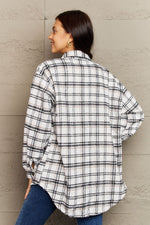 Ninexis Full Size Plaid Collared Neck Button-Down Long Sleeve Jacket