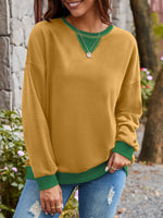 Lovelet Contrast Round Neck Long Sleeve Sweatshirt