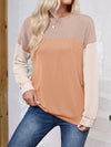 Lovelet Color Block Round Neck Long Sleeve Sweatshirt