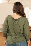 A Day Together Long Sleeve Top in Olive- Large