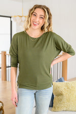 A Day Together Long Sleeve Top in Olive- Large