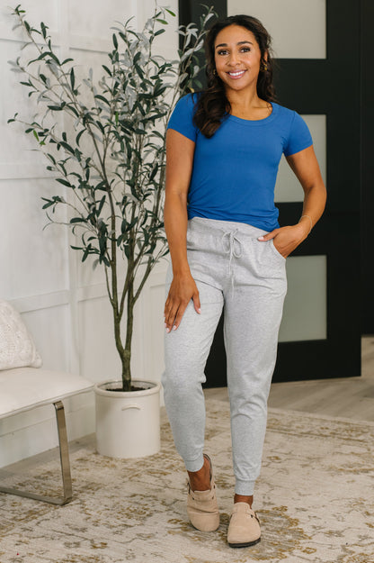 Basically A Part of Me Scoop Necked Tee in Classic Blue