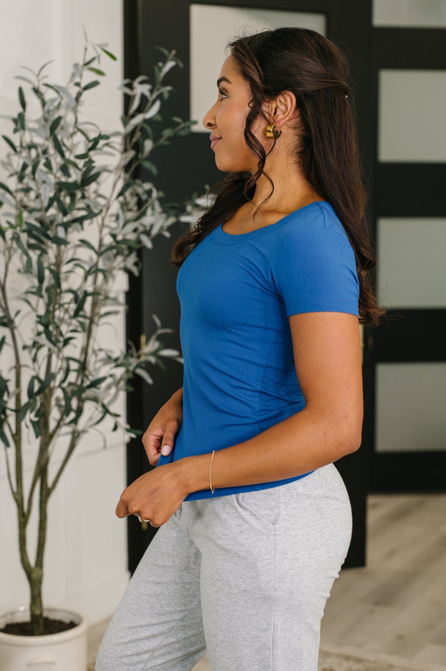 Basically A Part of Me Scoop Necked Tee in Classic Blue