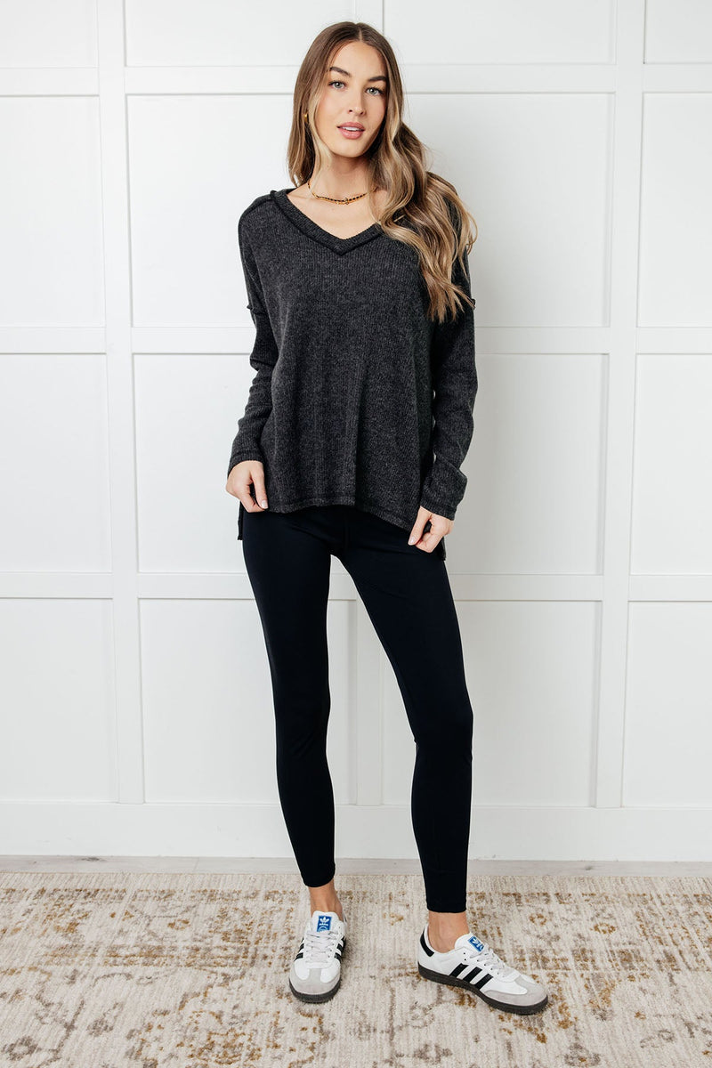 Basically Freezing Brushed Hacci Top in Black