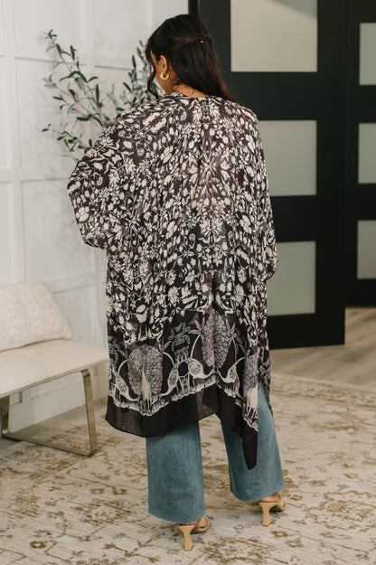 Bella Vida Open Front Floral Print Kimono