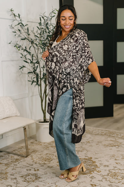 Bella Vida Open Front Floral Print Kimono