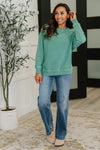 Daily Ease Mineral Wash Pullover in Dark Green