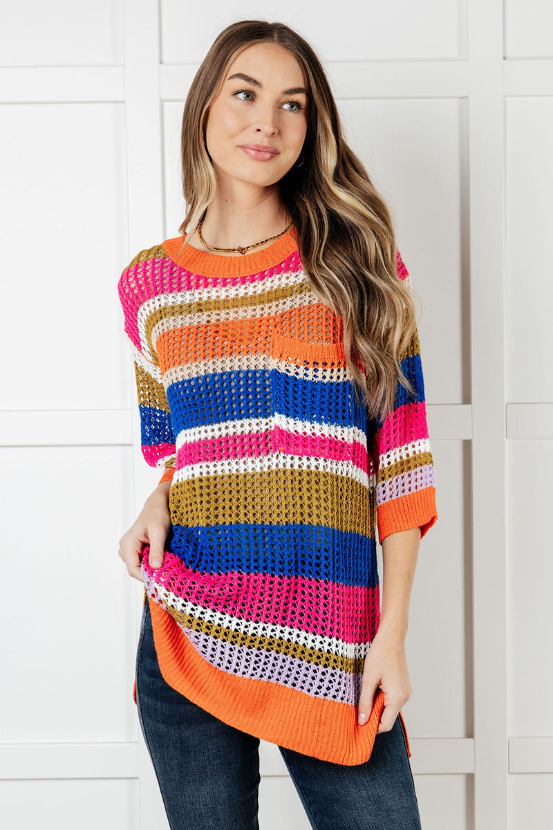 Deep Thoughts Striped Loose Knit Top