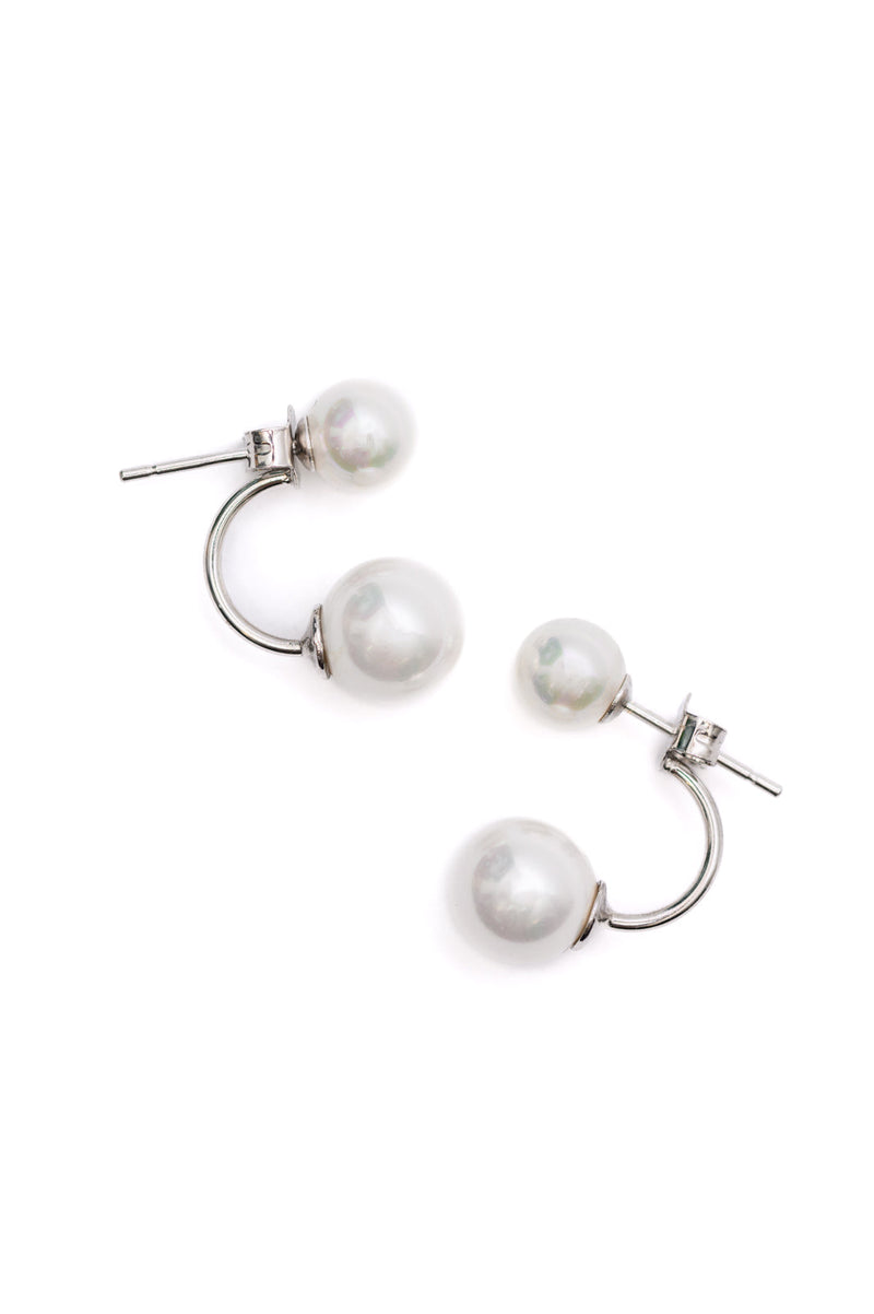 Double Pearl Stud Earrings