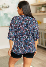 Dreamer Top in Black and Periwinkle Paisley