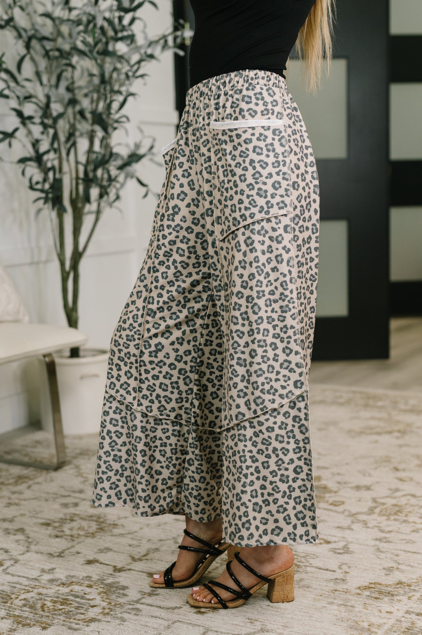 Follow the Flow Wide Leg Leopard Print Bottoms