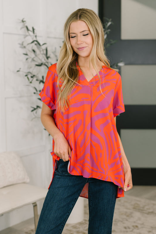 Know Me At All Abstract Split Neck Blouse