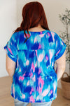 Lizzy Cap Sleeve Top in Royal Brush Strokes