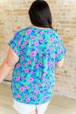 Lizzy Cap Sleeve Top in Mint and Lavender Floral