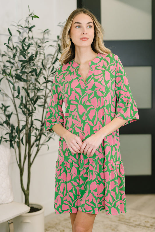 Lizzy Sunday Dress in Emerald Abstract Floral- 3/3/2026