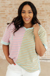 New Light Color Block Striped Hoodie- Large
