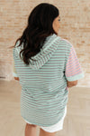 New Light Color Block Striped Hoodie- Large
