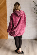 Oversized Velour Blanket Hoodie in Purple