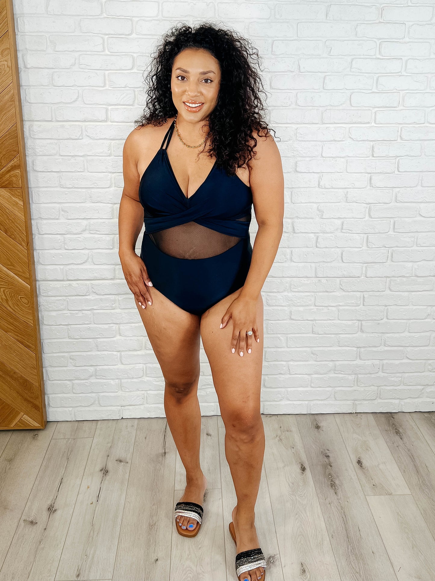 Palma Mesh Detail Halter Swimsuit