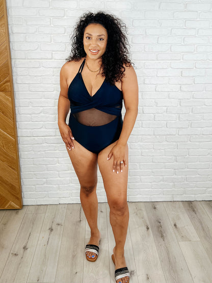 Palma Mesh Detail Halter Swimsuit