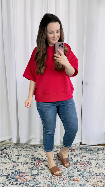 Sense of Clarity Boxy Top in Ruby