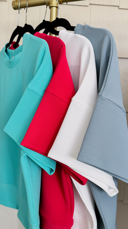 Sense of Clarity Boxy Top in Blue Grey