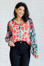 Presupposed Ideas Mixed Print Button Up Blouse