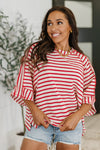 Sass in Session Relaxed Top in Cream Red