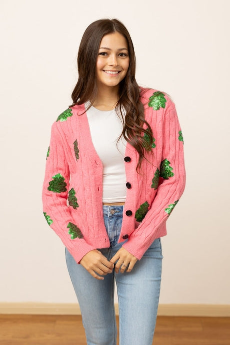 Sequin Trees Cardigan