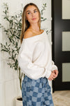 Side Hustle Off Shoulder Long Sleeve Top in Bone