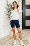 Gym and Juice Ribbed Knit Square Neck Tank in Navy