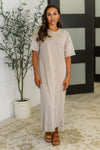 Soft But Savage Casual T-Shirt Dress in Beige