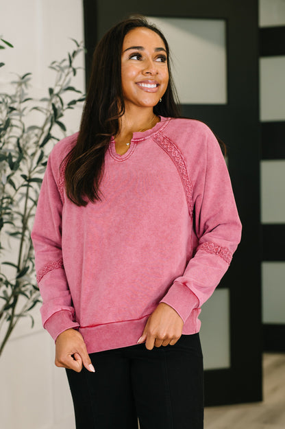 You're Into Me Lace Detail Relaxed Pullover