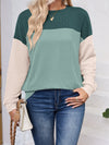 Lovelet Color Block Round Neck Long Sleeve Sweatshirt