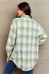 Ninexis Full Size Plaid Collared Neck Button-Down Long Sleeve Jacket