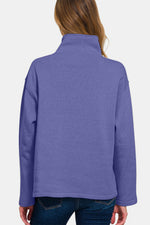 Zenana Turtleneck Half Snap Fleece Sweatshirt