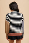 Annie Wear Striped Color Block Round Neck Sweater