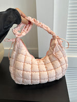 Bubble Texture Ruched Strap Quilted Shoulder Bag