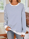 Lovelet Striped Round Neck Long Sleeve Sweatshirt