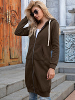 Ivy Lane Zip-Up Longline Hoodie with Pockets