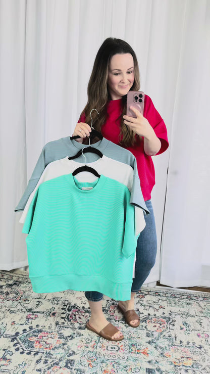 Sense of Clarity Boxy Top in Blue Grey