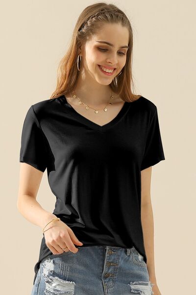 Full Size V-Neck Short Sleeve T-Shirt